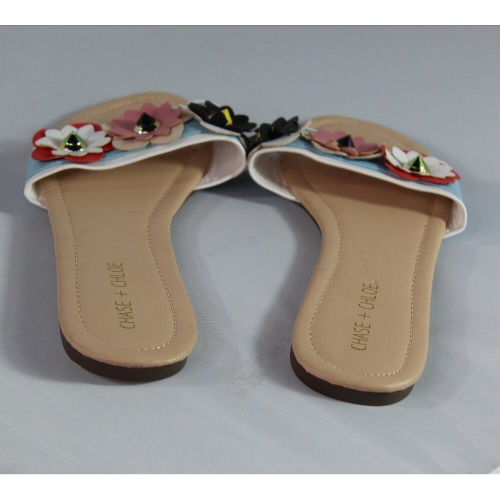 Chase + Chloe Womens Floral Slide Sandals Multicolor Flat Summer Shoes Size 9 - Picture 5 of 7